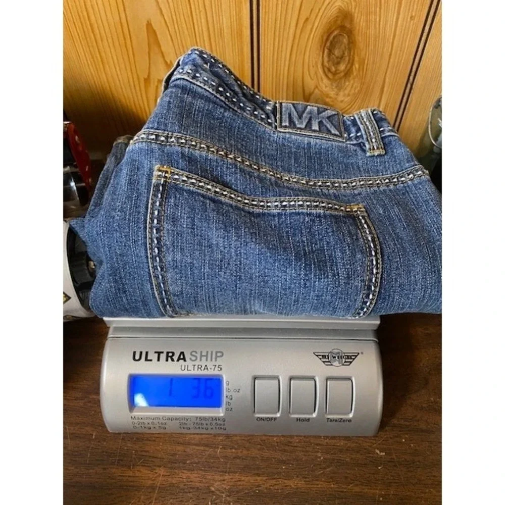 Michael Kors Womens Size 6/31 Blue Wash‎ Denim Bootcut Jeans Embellished Pockets